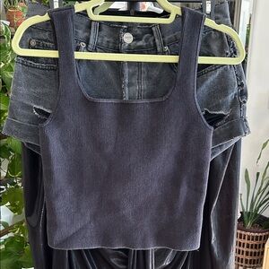 Reformation Ribbed Black Tank. Size Medium. PTP 14”.